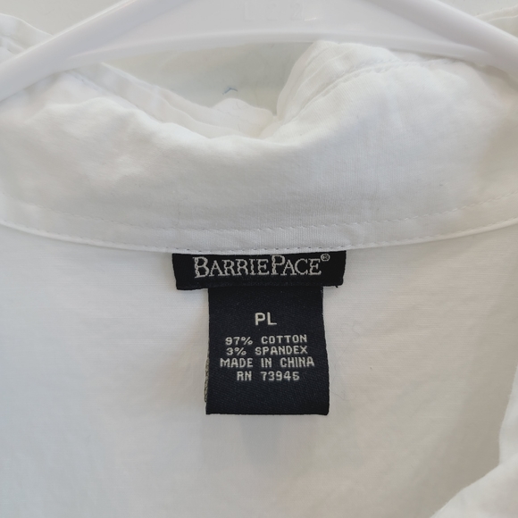 💕 Barrie Pace White Long Sleeves Zipper Down Blouse Top Women's Large Petite - Picture 6 of 6